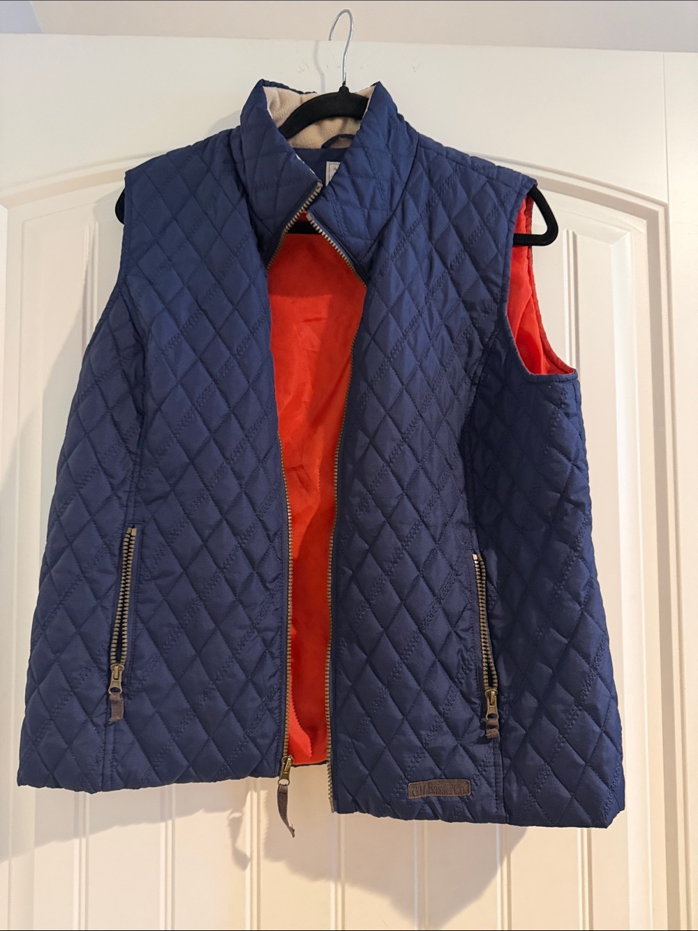 Quilted Navy Vest with Orange Lining - Women Jackets & Coats Large